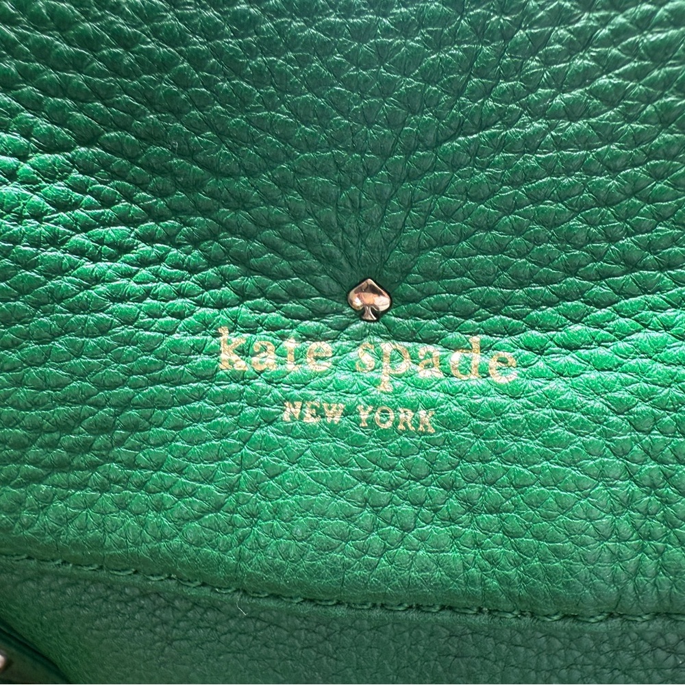 Kate Spade New York Green Pebbled Leather Satchel Crossbody Bag - Picture 6 of 16